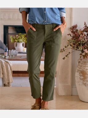 Frank and Eileen Blackrock Olive Green Casual Utility Pants Crop Ankle Women’s 4